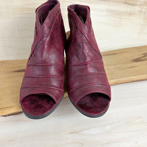 Madeline Red Heeled‎ Ruched Peep-Toe Bootie Sandals Open 10 Marvelous - Picture 2 of 8